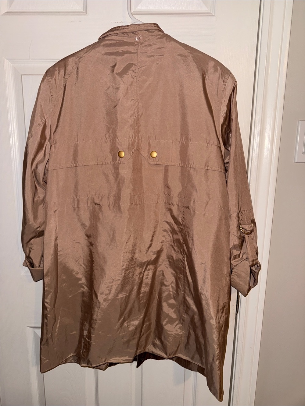 Hilary Radley Champagne Tan Bomber Jacket with Gold-Tone Snaps - Picture 4 of 7